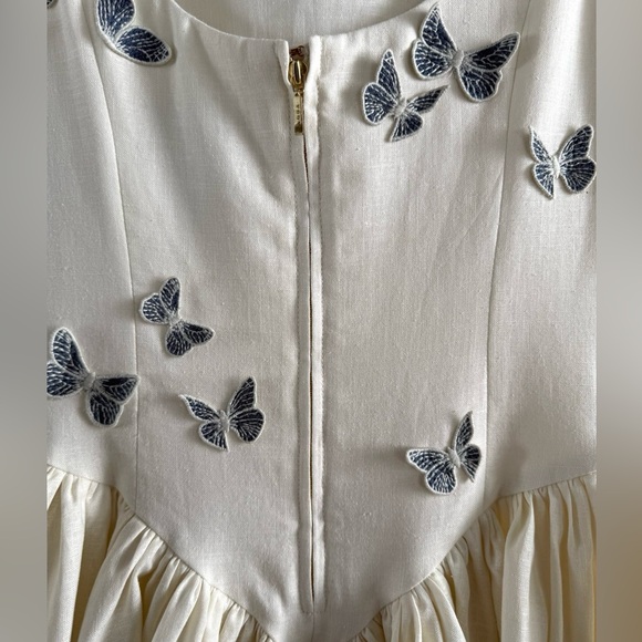 AGUA BY AGUA BENDITA Pluma Drop-Waist Butterfly Mini Dress, size small - Picture 12 of 16